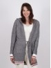 Canadiana Grey Cardigan with Red+White Details, Pockets and Hood